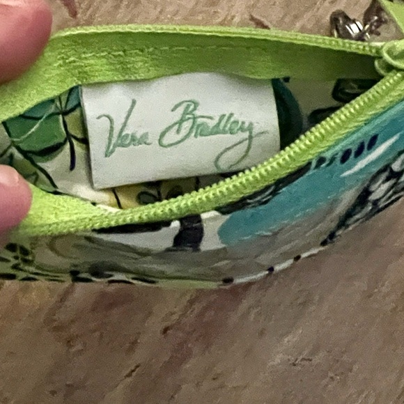 VTG Vera Bradley,Small Makeup Bag & Coin Purse, Blue, Green, Yellow Leaf Print - Picture 2 of 8